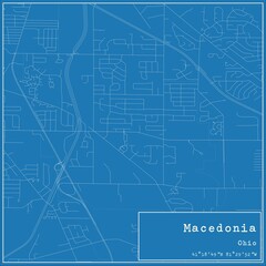 Blueprint US city map of Macedonia, Ohio.