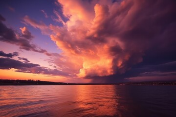 Utterly spectacular sunset with colourful clouds lit by the sun. Epic Bright Sky, Sunset landscape