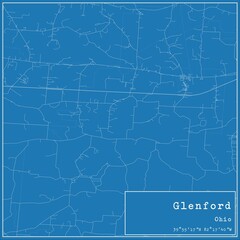 Blueprint US city map of Glenford, Ohio.