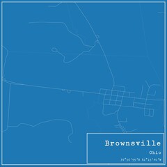 Fototapeta premium Blueprint US city map of Brownsville, Ohio.