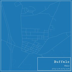 Fototapeta premium Blueprint US city map of Buffalo, Ohio.