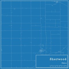 Blueprint US city map of Sherwood, Ohio.