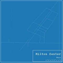 Blueprint US city map of Milton Center, Ohio.