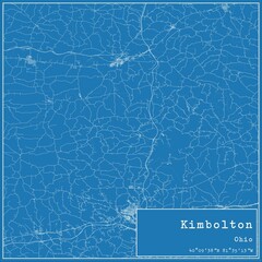 Blueprint US city map of Kimbolton, Ohio.
