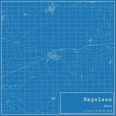 Blueprint US city map of Napoleon, Ohio.