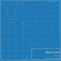Blueprint US city map of Malinta, Ohio.