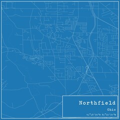 Blueprint US city map of Northfield, Ohio.