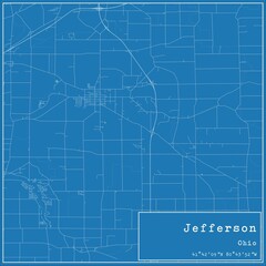 Blueprint US city map of Jefferson, Ohio.