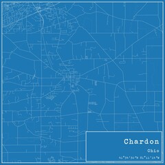 Blueprint US city map of Chardon, Ohio.