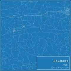 Blueprint US city map of Belmont, Ohio.