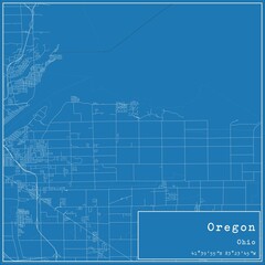 Blueprint US city map of Oregon, Ohio.