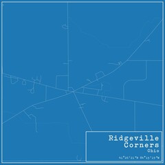 Blueprint US city map of Ridgeville Corners, Ohio.
