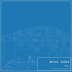 Blueprint US city map of Avon Lake, Ohio.