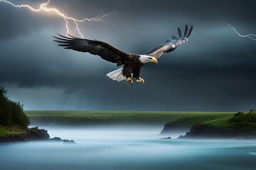 Fototapeta na wymiar bald eagle in flight