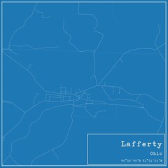 Blueprint US city map of Lafferty, Ohio.