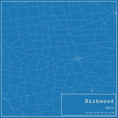 Blueprint US city map of Richwood, Ohio.