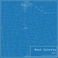 Blueprint US city map of West Liberty, Ohio.