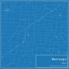 Blueprint US city map of Marengo, Ohio.