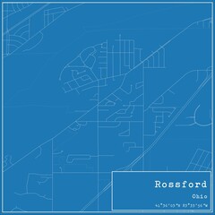 Fototapeta premium Blueprint US city map of Rossford, Ohio.