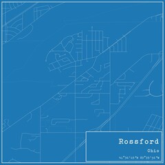 Blueprint US city map of Rossford, Ohio.