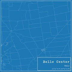 Blueprint US city map of Belle Center, Ohio.