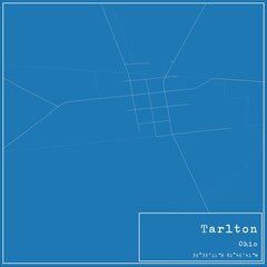 Blueprint US city map of Tarlton, Ohio.