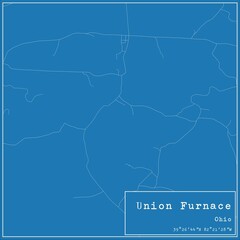 Blueprint US city map of Union Furnace, Ohio.