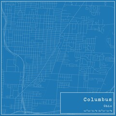 Blueprint US city map of Columbus, Ohio.