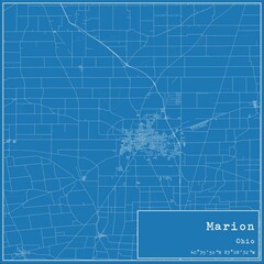 Blueprint US city map of Marion, Ohio.