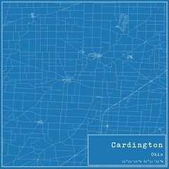 Fototapeta premium Blueprint US city map of Cardington, Ohio.