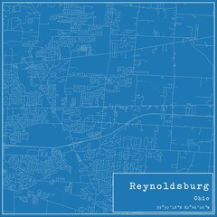 Blueprint US city map of Reynoldsburg, Ohio.