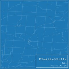 Blueprint US city map of Pleasantville, Ohio.