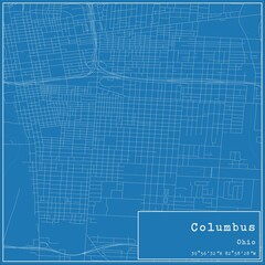 Fototapeta premium Blueprint US city map of Columbus, Ohio.