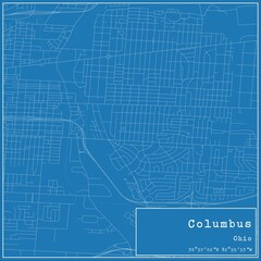 Blueprint US city map of Columbus, Ohio.