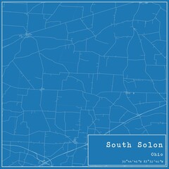 Blueprint US city map of South Solon, Ohio.