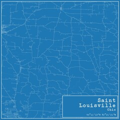 Blueprint US city map of Saint Louisville, Ohio.