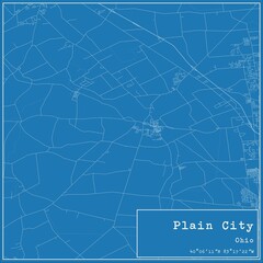 Blueprint US city map of Plain City, Ohio.