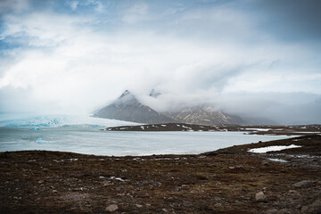 frozen lake in iceland