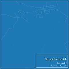 Blueprint US city map of Wheatcroft, Kentucky.