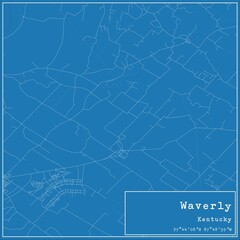 Blueprint US city map of Waverly, Kentucky.