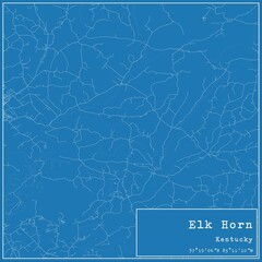 Blueprint US city map of Elk Horn, Kentucky.