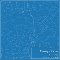 Blueprint US city map of Slaughters, Kentucky.