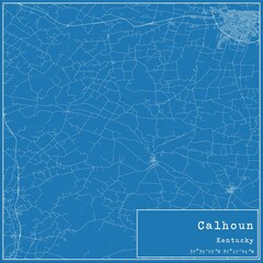Blueprint US city map of Calhoun, Kentucky.