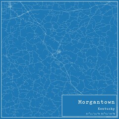 Blueprint US city map of Morgantown, Kentucky.