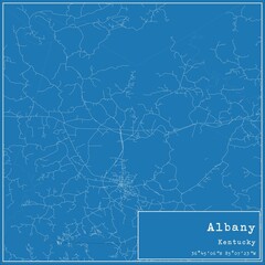 Blueprint US city map of Albany, Kentucky.