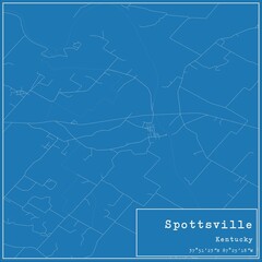 Blueprint US city map of Spottsville, Kentucky.