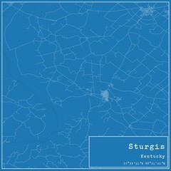 Blueprint US city map of Sturgis, Kentucky.
