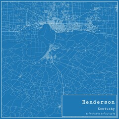 Blueprint US city map of Henderson, Kentucky.