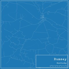 Blueprint US city map of Rumsey, Kentucky.