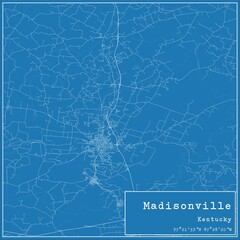 Blueprint US city map of Madisonville, Kentucky.